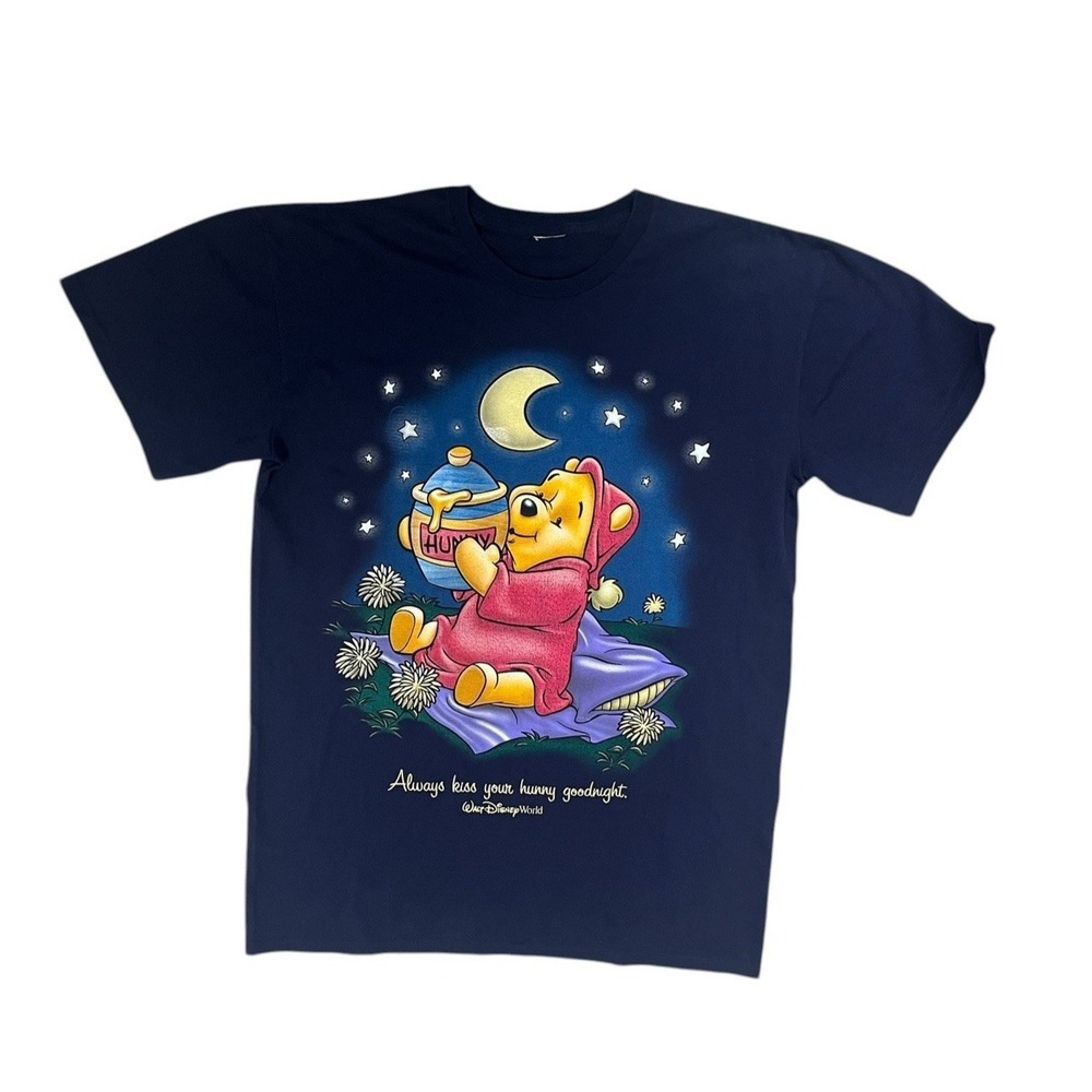 Vintage Disney Winnie The Pooh Sleep Shirt Always‎ Kiss Your Hunny Goodnight 90s